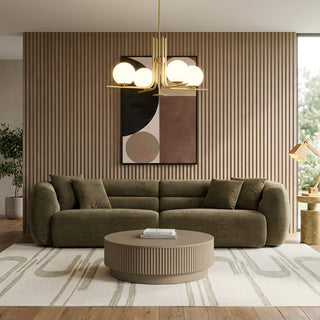 Brera 4 Seater Sofa Olive Green in a living room