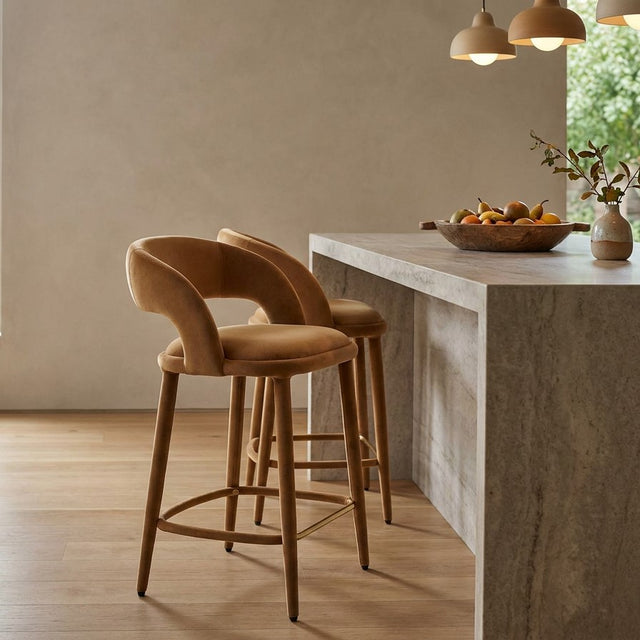 Mila Counter Stool Camel Velvet