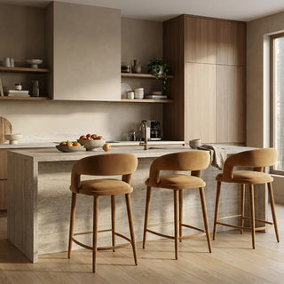 Mila Counter Stool Camel Velvet