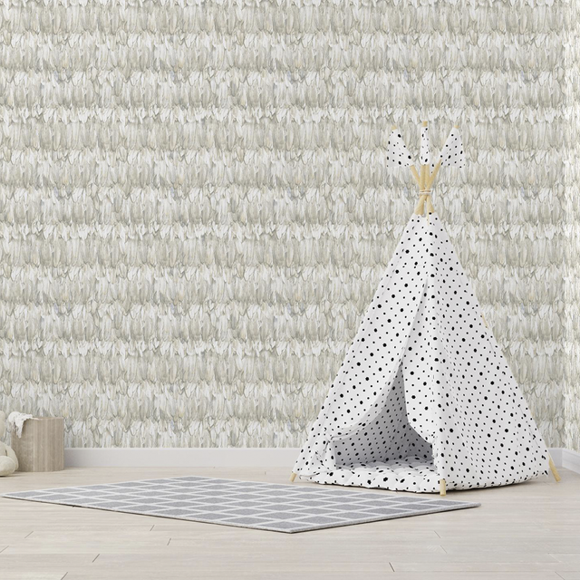 Positano Wallpaper Silver Feather