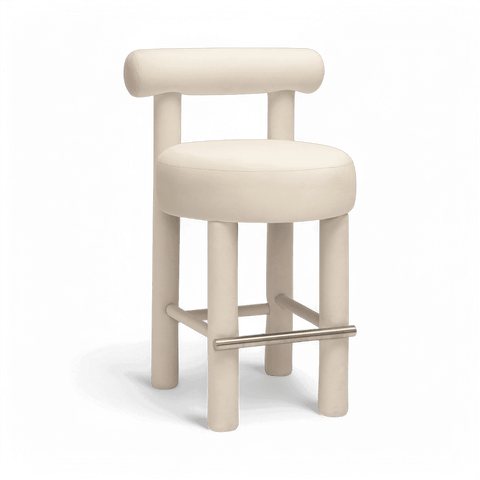 Arch Off White Velvet Counter Stool