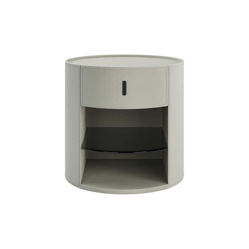 Sable Nightstand Off White Leather
