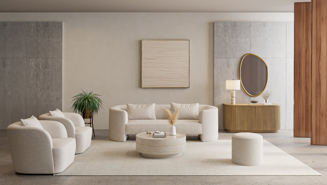 Elora 3 Seater Sofa White Boucle