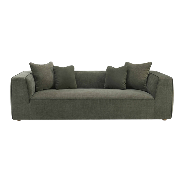 Vallora Olive Green Upcycled Basketweave Sofa