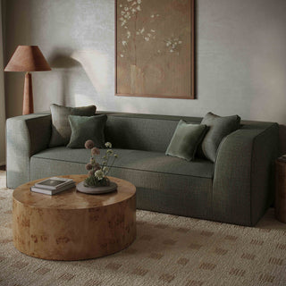 Vallora Olive Green Upcycled Basketweave Sofa