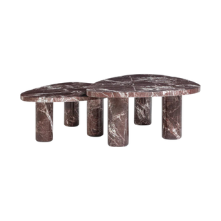 Seraphine 2 Piece Faux Red Marble Nesting Coffee Table Set