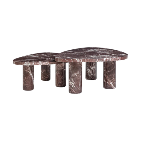Seraphine 2 Piece Faux Red Marble Nesting Coffee Table Set