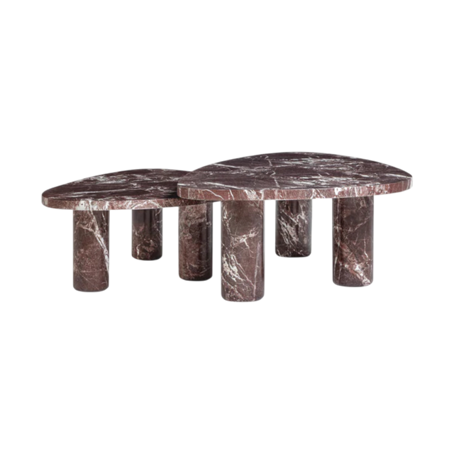 Seraphine 2 Piece Faux Red Marble Nesting Coffee Table Set