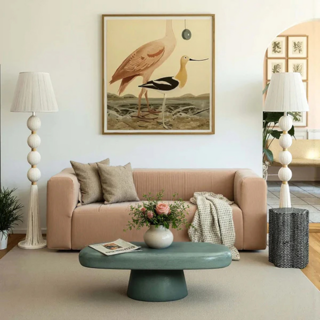 Calista Upcycled Chenille Peach Sofa