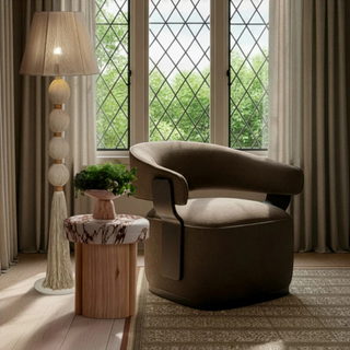 Thalora Linen Swivel Accent Chair