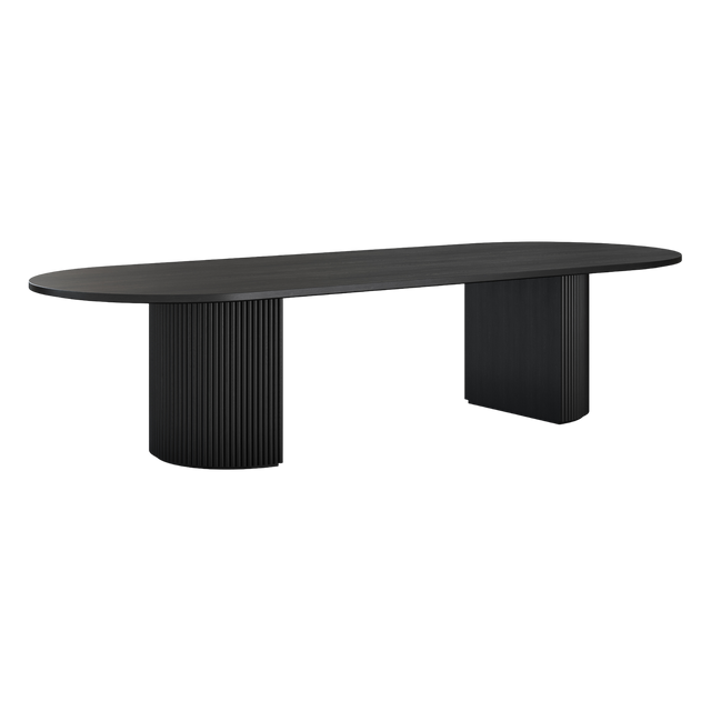 Oxford Rectangular XL Dining Table Black Wood