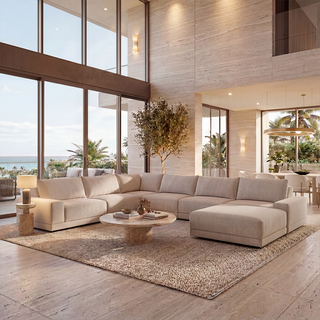 Torino Large Corner Sectional & Ottoman Beige