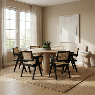 Orbit Travertine Indoor / Outdoor Round Dining Table