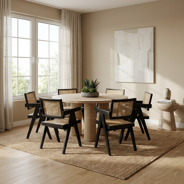 Orbit Travertine Indoor / Outdoor Round Dining Table