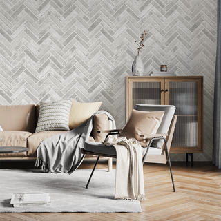 Venezia Wallpaper Grey Herringbone