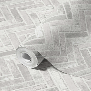 Venezia Wallpaper Grey Herringbone