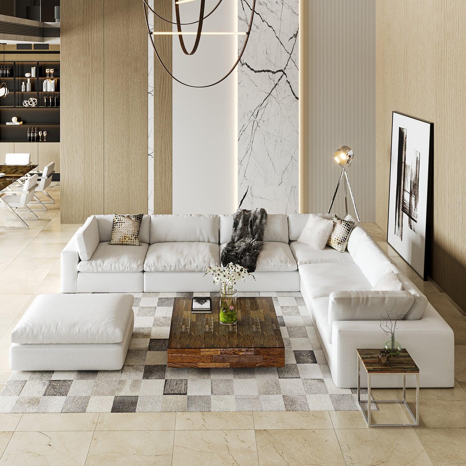 Bloom Extended Sectional Modular Sofa White – Modani Furniture