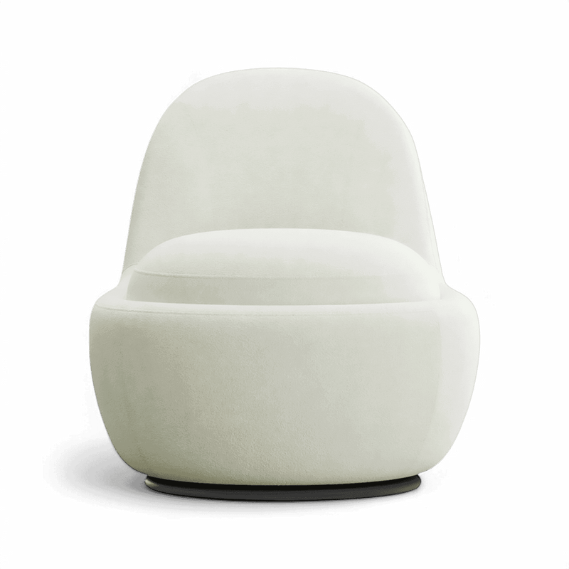 Boba Swivel Lounge Chair White Boucle