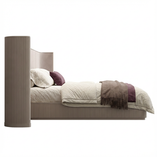 Baxter Bed Alabaster w/ Beige Velvet Headboard