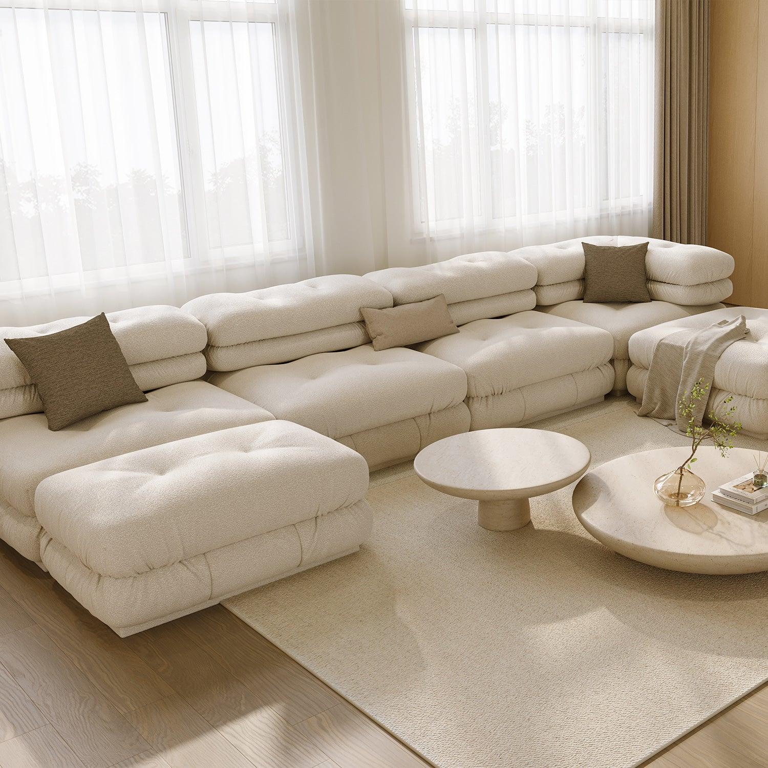 Cloud Sectional Sofa White Boucle | Modani x The Kooples Limited