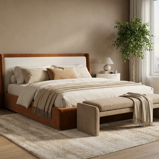 Como Bed Cognac & Off White