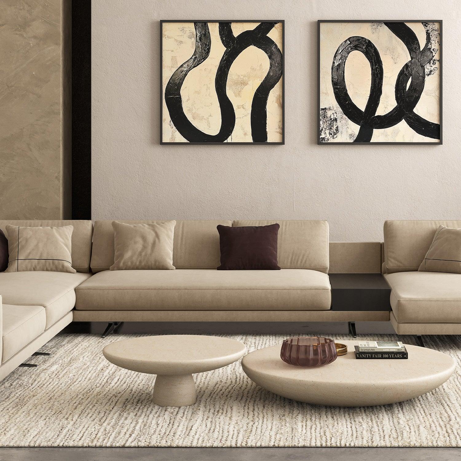 ​【希少アーカイブ】LUNA MATTINO デコラティブ・ヴィンテージ Rune Coffee Table Alabaster Medium – Modani Furniture