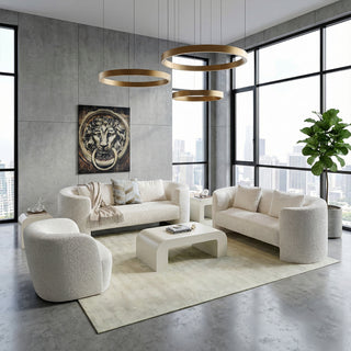 Elora Ottoman White Boucle