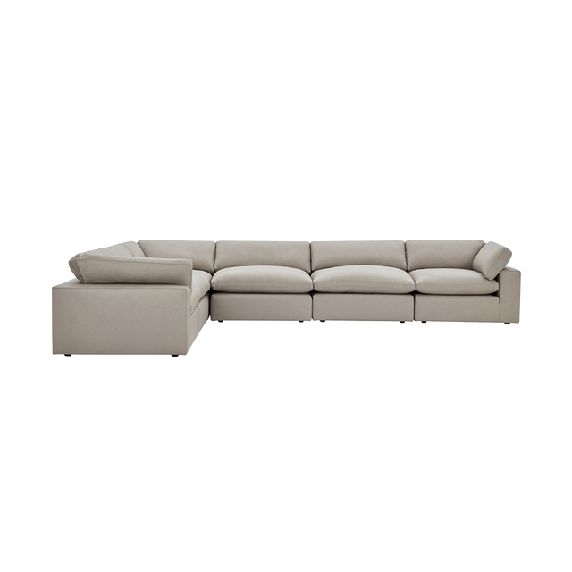 Bloom Leather Extended Sectional Modular Sofa Mocha