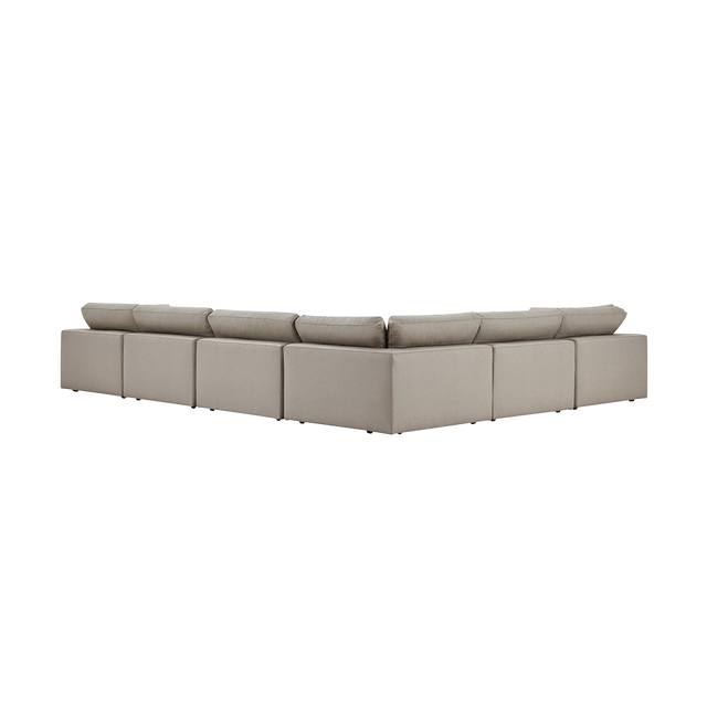 Bloom Leather Extended Sectional Modular Sofa & Ottoman Mocha