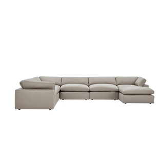 Bloom Leather Extended Sectional Modular Sofa & Ottoman Mocha