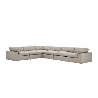 Bloom Leather Extended Sectional Modular Sofa Mocha