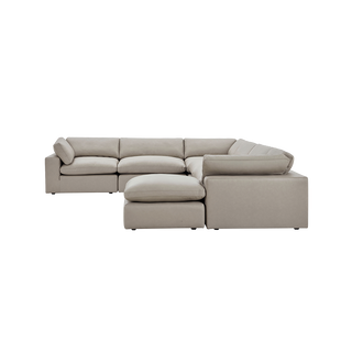 Bloom Leather Extended Sectional Modular Sofa & Ottoman Mocha