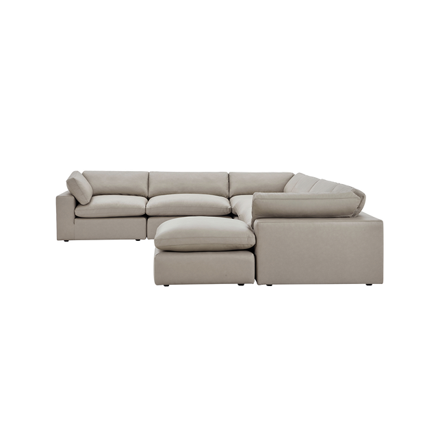 Bloom Leather Extended Sectional Modular Sofa & Ottoman Mocha