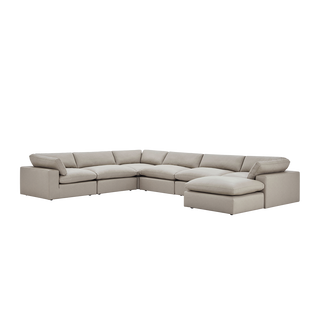 Bloom Leather Extended Sectional Modular Sofa & Ottoman Mocha