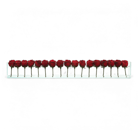 48" Roses with Flush Vase Red