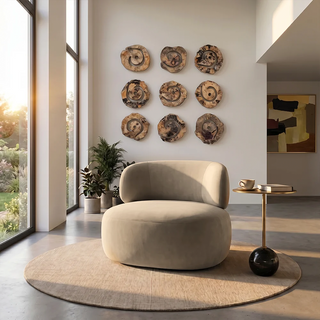 Lilo Swivel Lounge Chair Beige Velvet