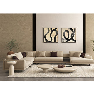 Maestro Sectional Sofa Beige Velvet
