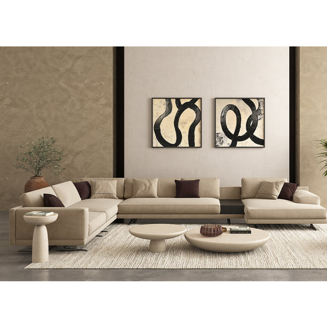 Maestro Sectional Sofa Beige Velvet