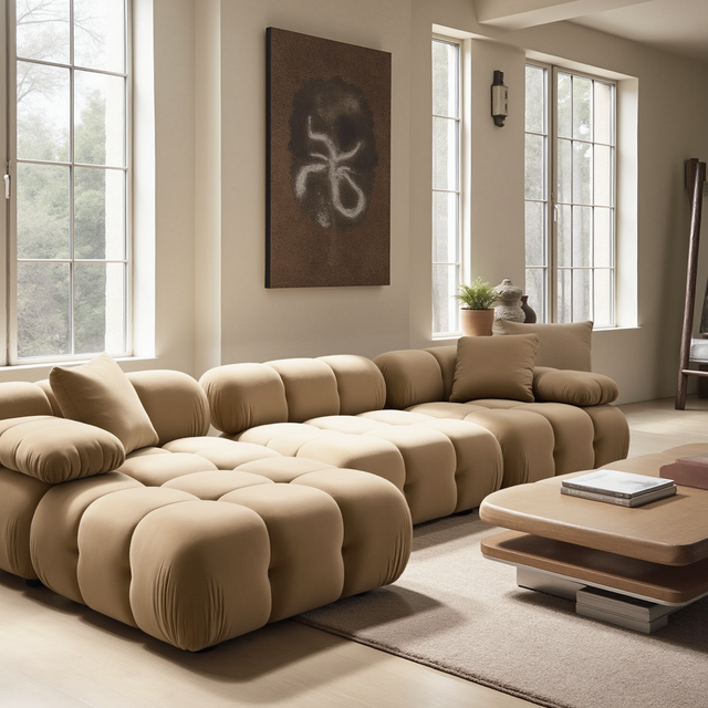 Solace Camel Velvet Modular Sofa