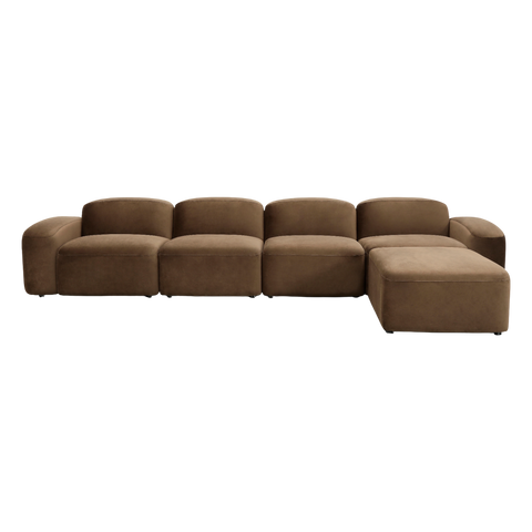 Brunello Large Sectional Sofa Brown Velvet