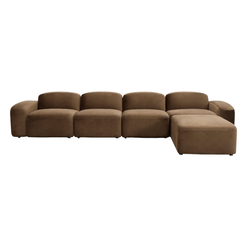 Brunello Large Sectional Sofa Brown Velvet