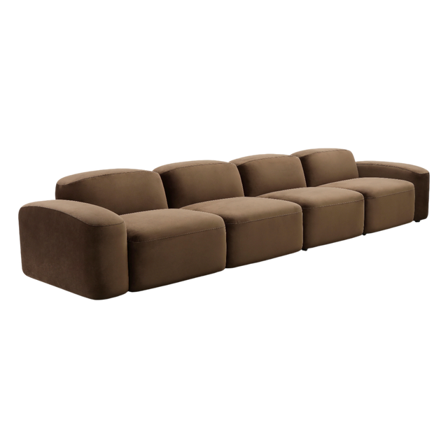 Brunello 4-Piece Sofa Brown Velvet