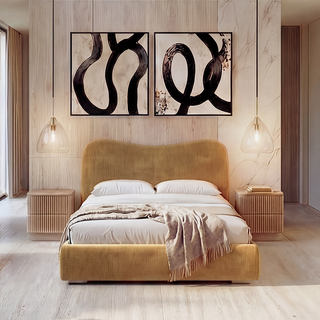 Nido Bed Camel Velvet