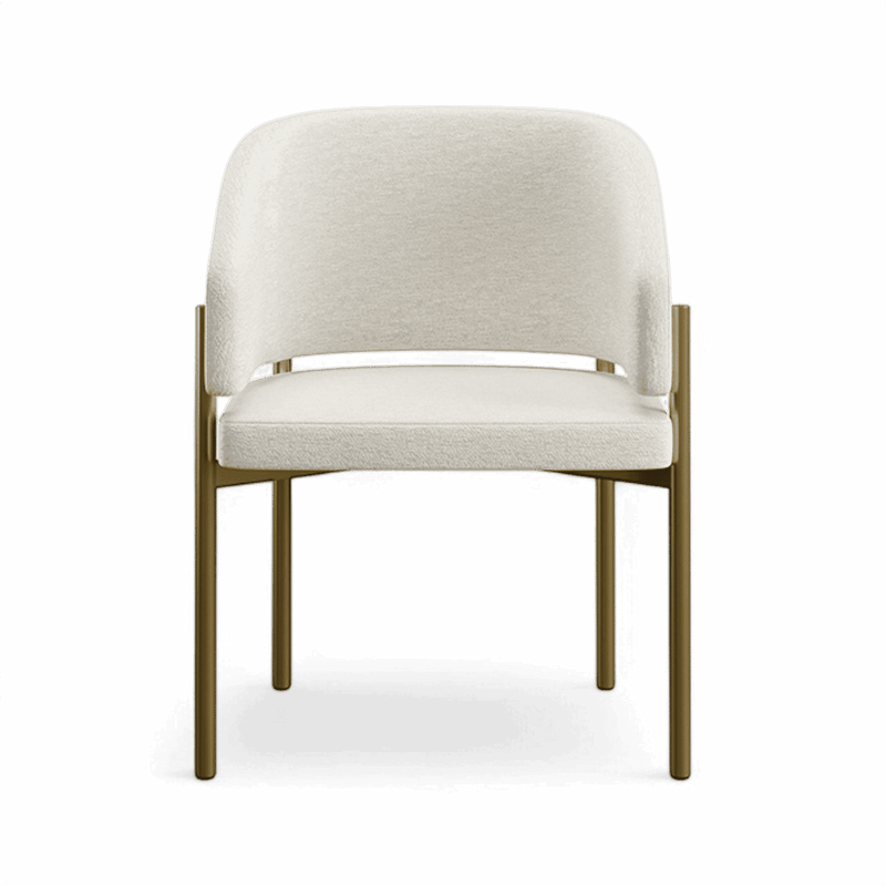 Oxford Dining Chair Off White & Brass Frame