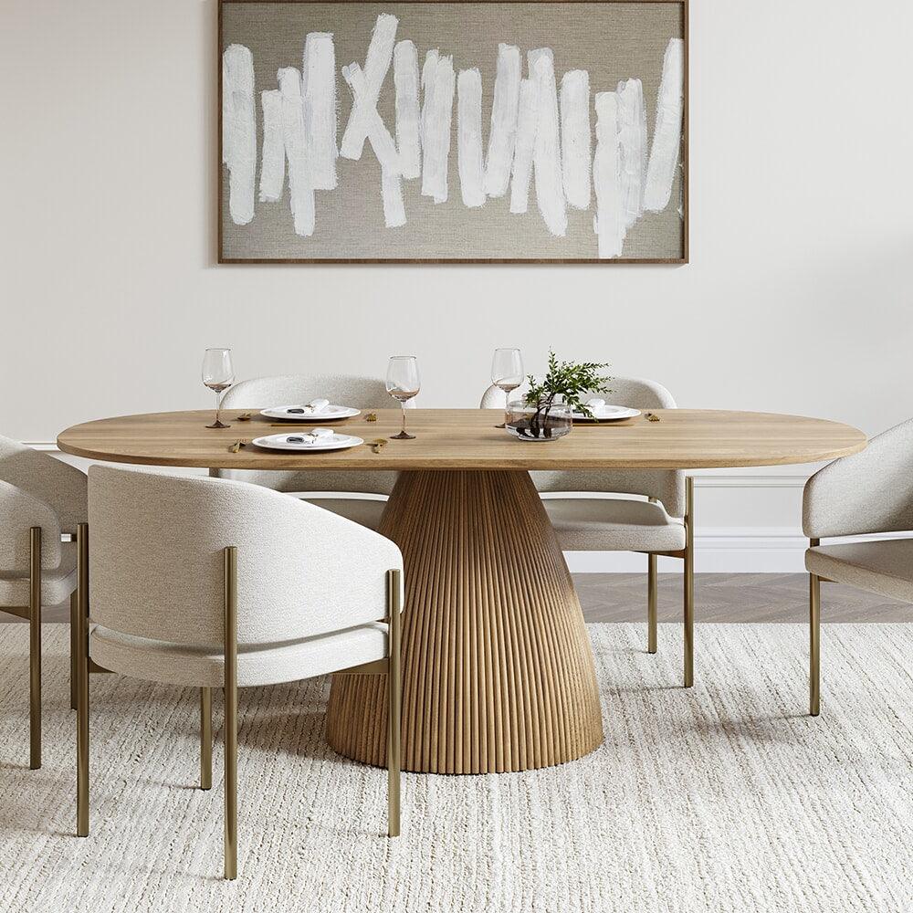 Oxford Dining Chair Off White & Brass Frame – Modani Furniture