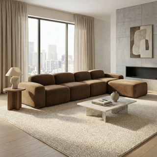 Brunello Large Sectional Sofa Brown Velvet