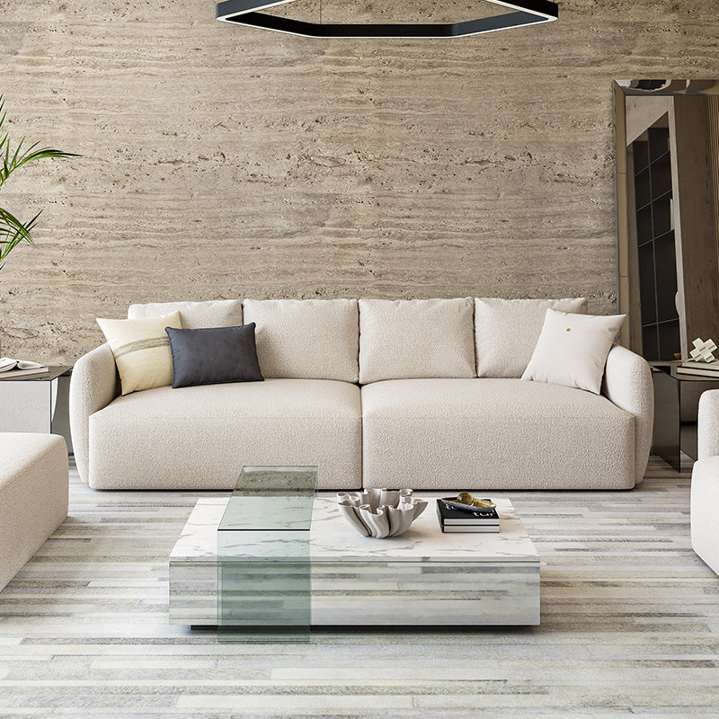 Gabriele 4 Seater Sofa White Boucle – Modani Furniture
