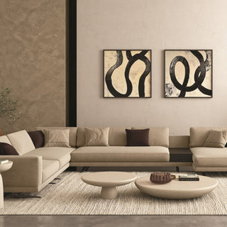 Maestro Sectional Sofa Beige Velvet