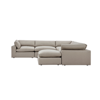 Bloom Leather Sectional Modular Sofa & Ottoman Mocha