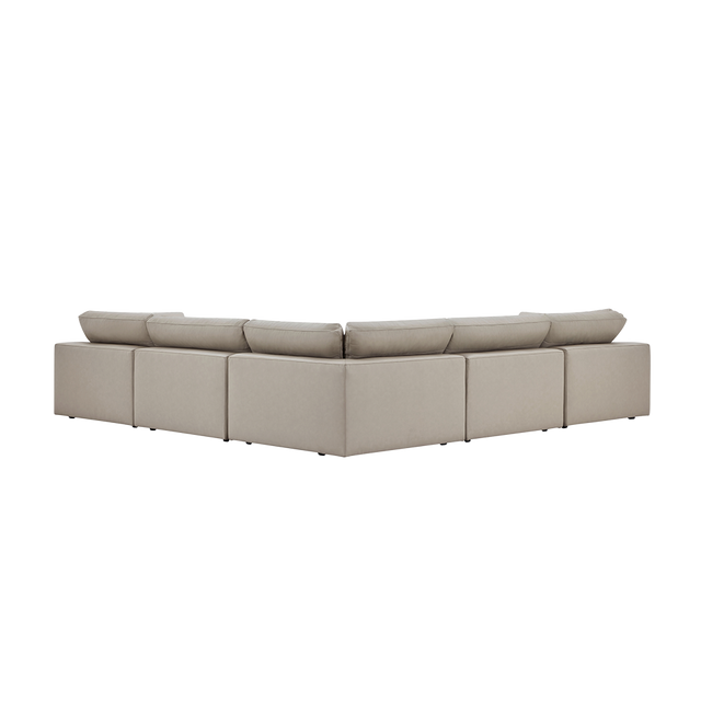 Bloom Leather Sectional Modular Sofa & Ottoman Mocha